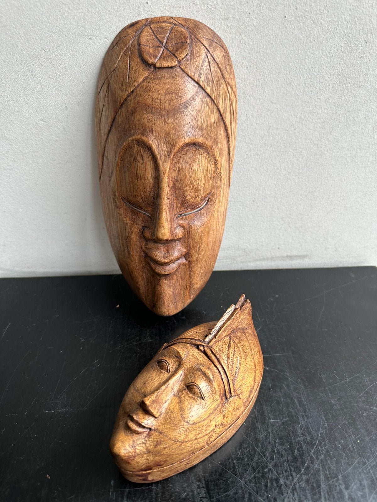 Balinees houtsnijwerk Masker + kistje / box Hoofd thema, Antiek en Kunst, Ophalen of Verzenden
