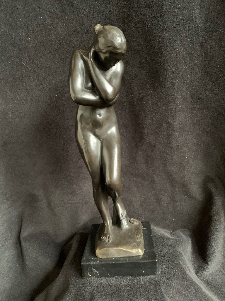 Naakte Vrouw , Eva , brons, Ophalen of Verzenden, Gemerkt, Brons, Beeld