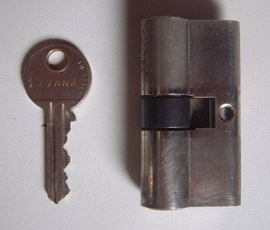 Cilinderslot Slot dubbel met 1 Sleutel, Doe-het-zelf en Verbouw, Ophalen of Verzenden, Gebruikt, Koper of Messing, Slot