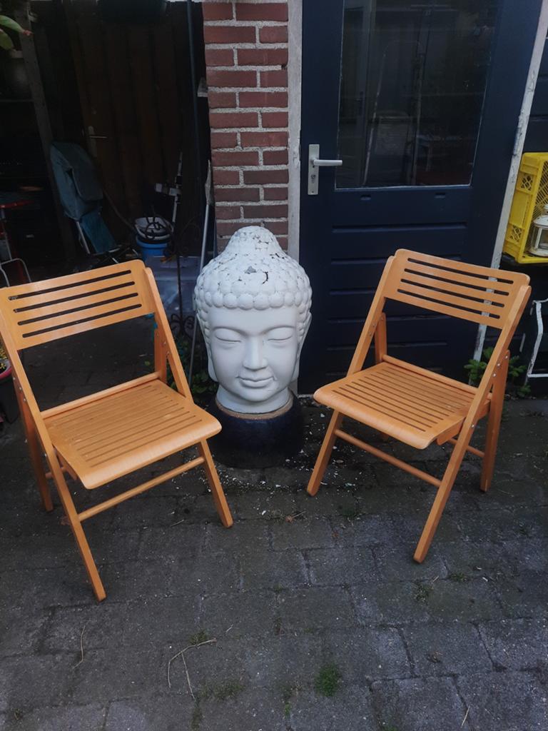 Twee Vintage Ikea klapstoelen in goede staat, Huis en Inrichting, Stoelen, Ophalen, Gebruikt, Twee, Bruin