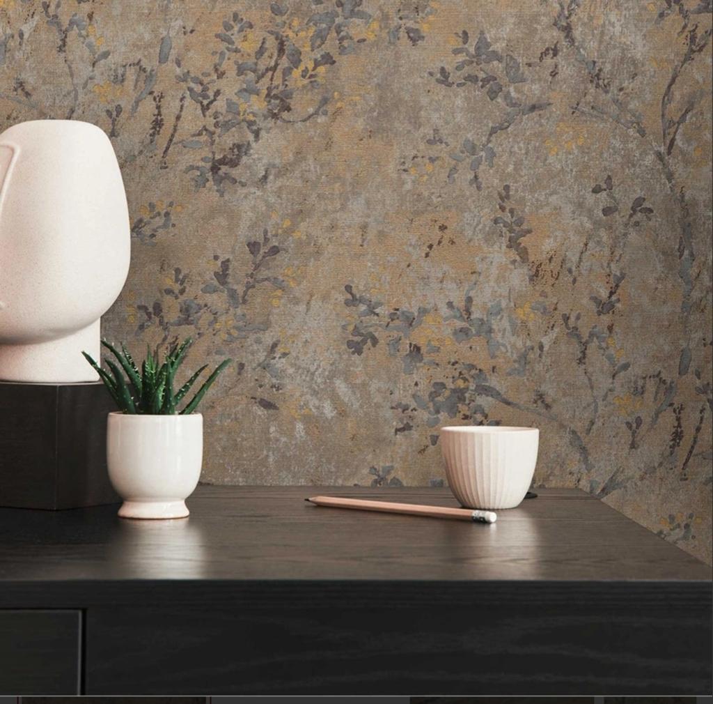 4 rollen Living Walls vliesbehang - taupe, grijs, goud, Ophalen of Verzenden, Grijs