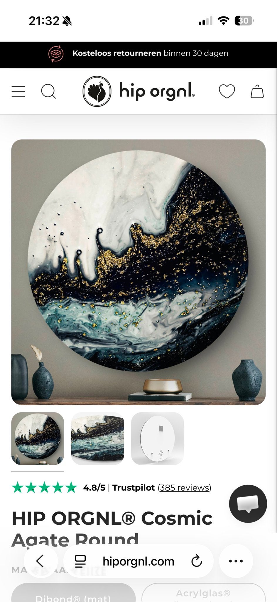 HIP ORGNL Cosmic Agaat Rond Wanddecoratie / wandcirkel zgan, Ophalen