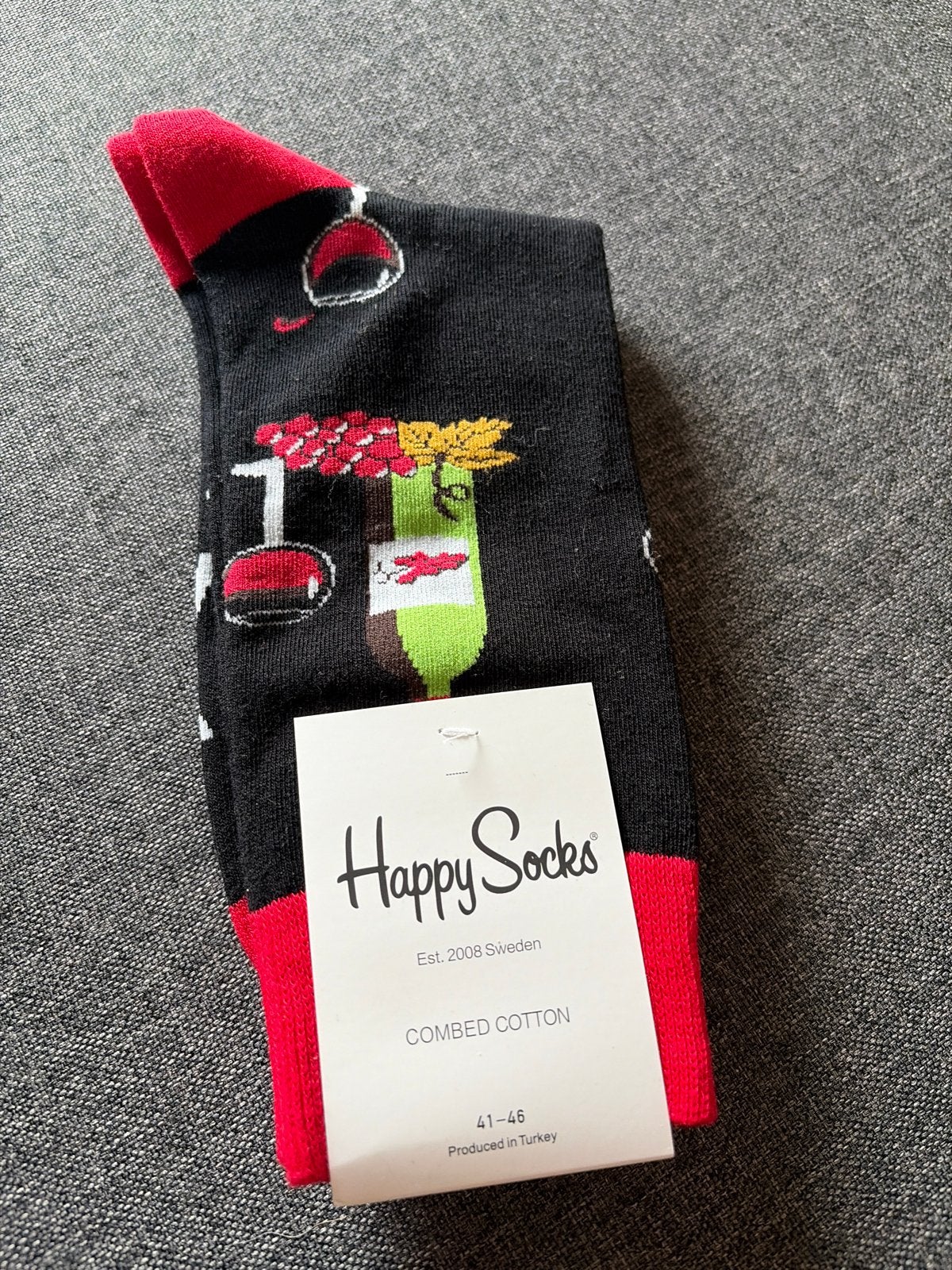 Happy Socks Wijn Thema Sokken - Nieuw, Kleding | Dames, Sokken en Kousen, Sokken en Kniesokken, Verzenden, Zwart, Nieuw