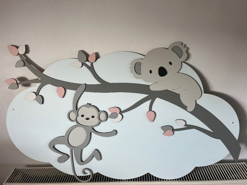 Wandpaneel kinderkamer – koala en aapje op boomtak, Ophalen, Overige merken, Zo goed als nieuw, Wanddecoratie