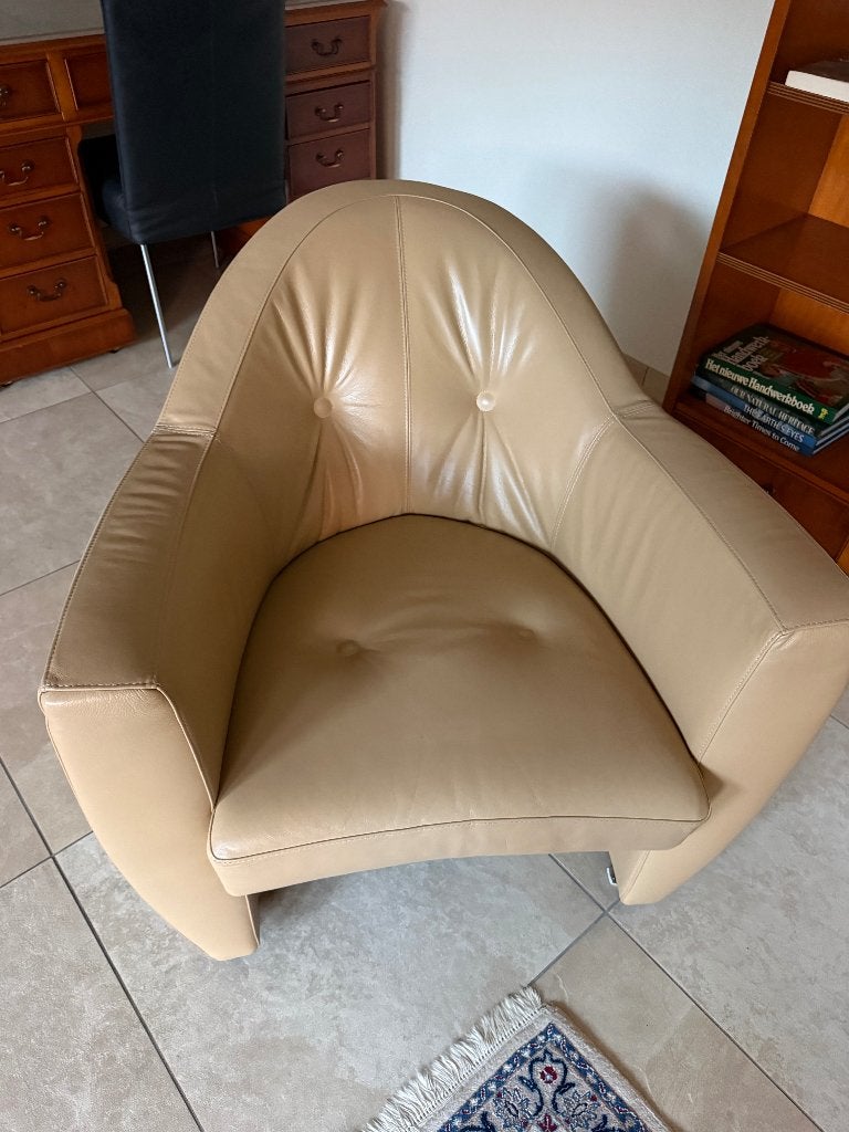 Lederen fauteuil, Leolux., Huis en Inrichting, Fauteuils, Ophalen, Gebruikt, 50 tot 75 cm, Leer