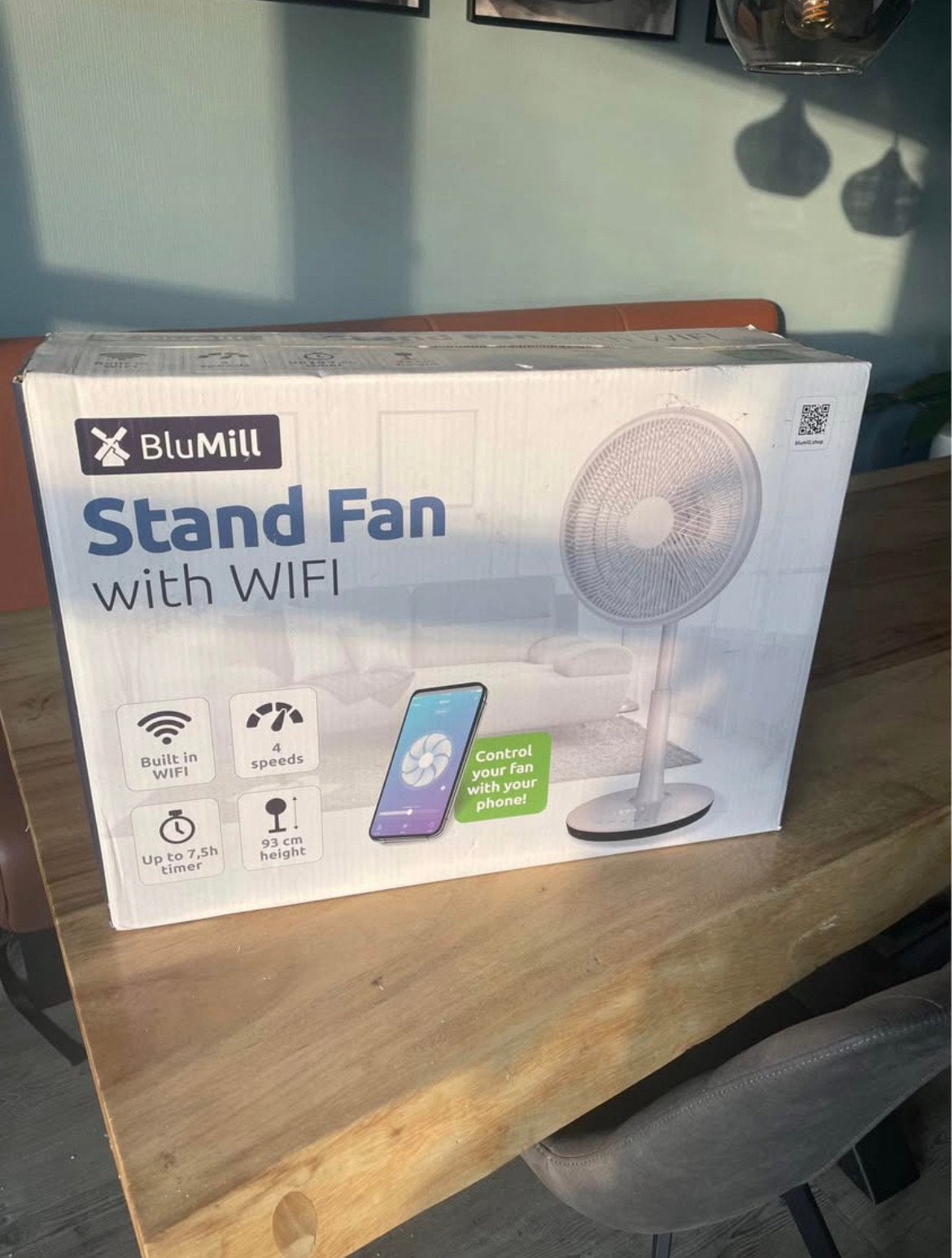 BluMill ventilator met wifi, Witgoed en Apparatuur, Ophalen of Verzenden, Zo goed als nieuw, Plafondventilator