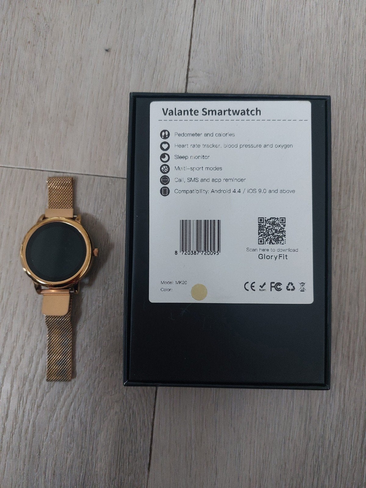 valente smartwatch, Ophalen of Verzenden, Zo goed als nieuw, Zwart, Android
