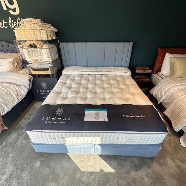 Somnus Boston Boxspring - 180x200cm, Huis en Inrichting, Slaapkamer | Bedden, Ophalen, Blauw, 180 cm, 200 cm