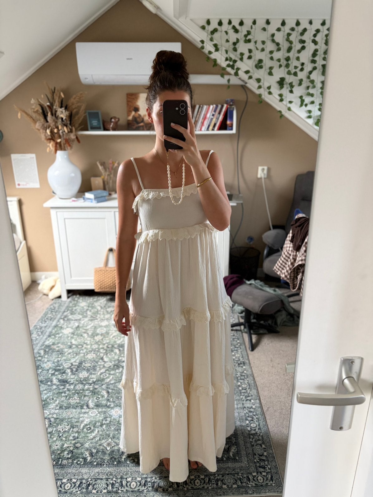Off white gelaagde jurk vintage, Kleding | Dames, Maat 38/40 (M), Wit, Ophalen of Verzenden, Zo goed als nieuw
