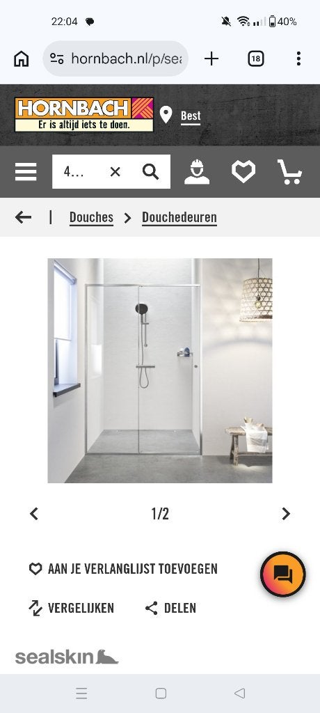 Douchedeur (schuif) 120m breed (nieuw in doos), Ophalen, Nieuw