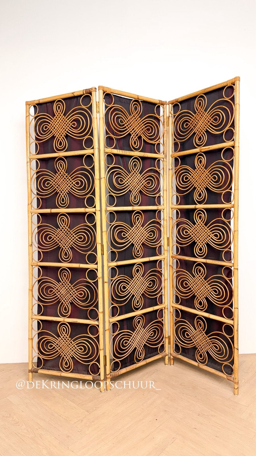 Vintage italiaans design kamerscherm roomdivider rotan, Huis en Inrichting, Ophalen of Verzenden, Zo goed als nieuw