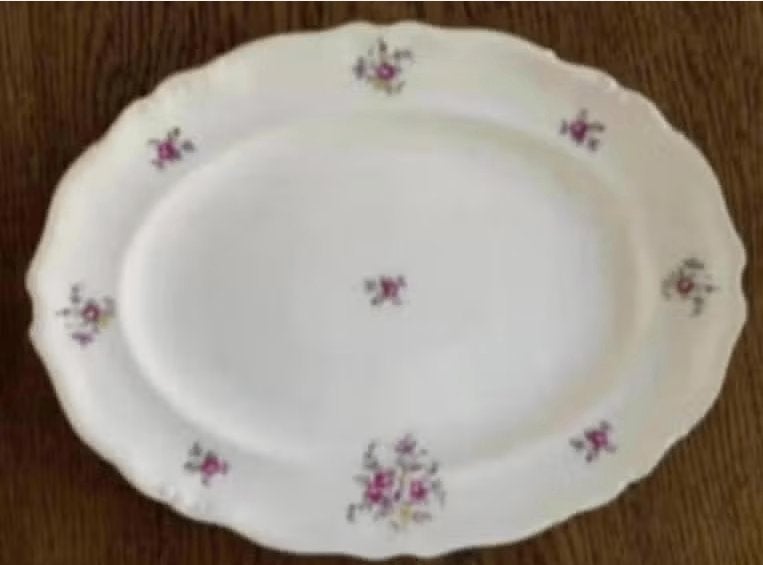Ovalen schaal, sierbord bloemetjes; Epiag Tsjechoslowakije, Antiek en Kunst, Ophalen of Verzenden