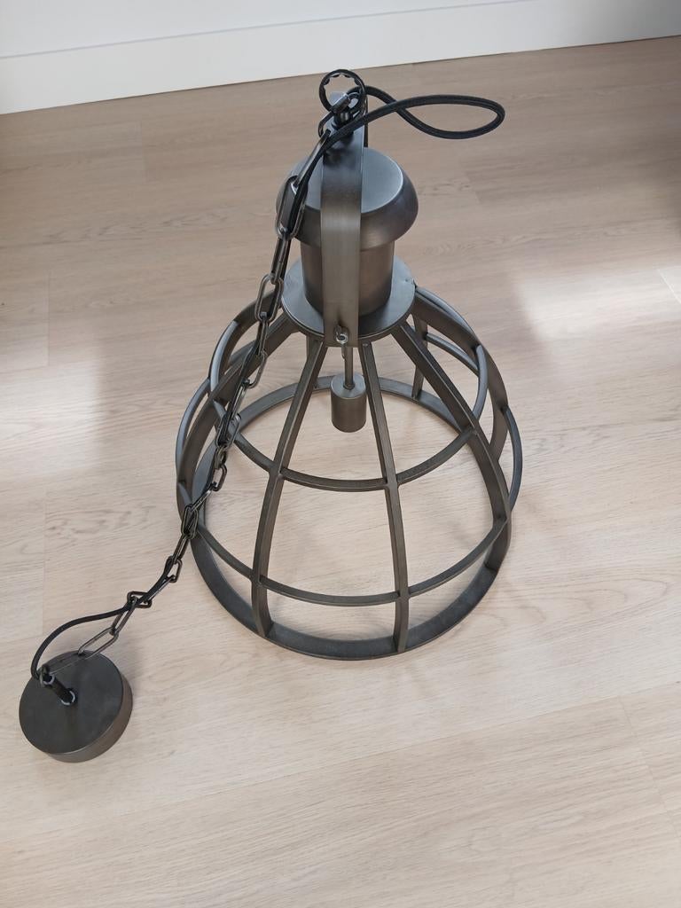 Nieuwe industriële zwarte kooi hanglamp voor eettafel of hal, Huis en Inrichting, Lampen | Hanglampen, Nieuw, 75 cm of meer, Metaal