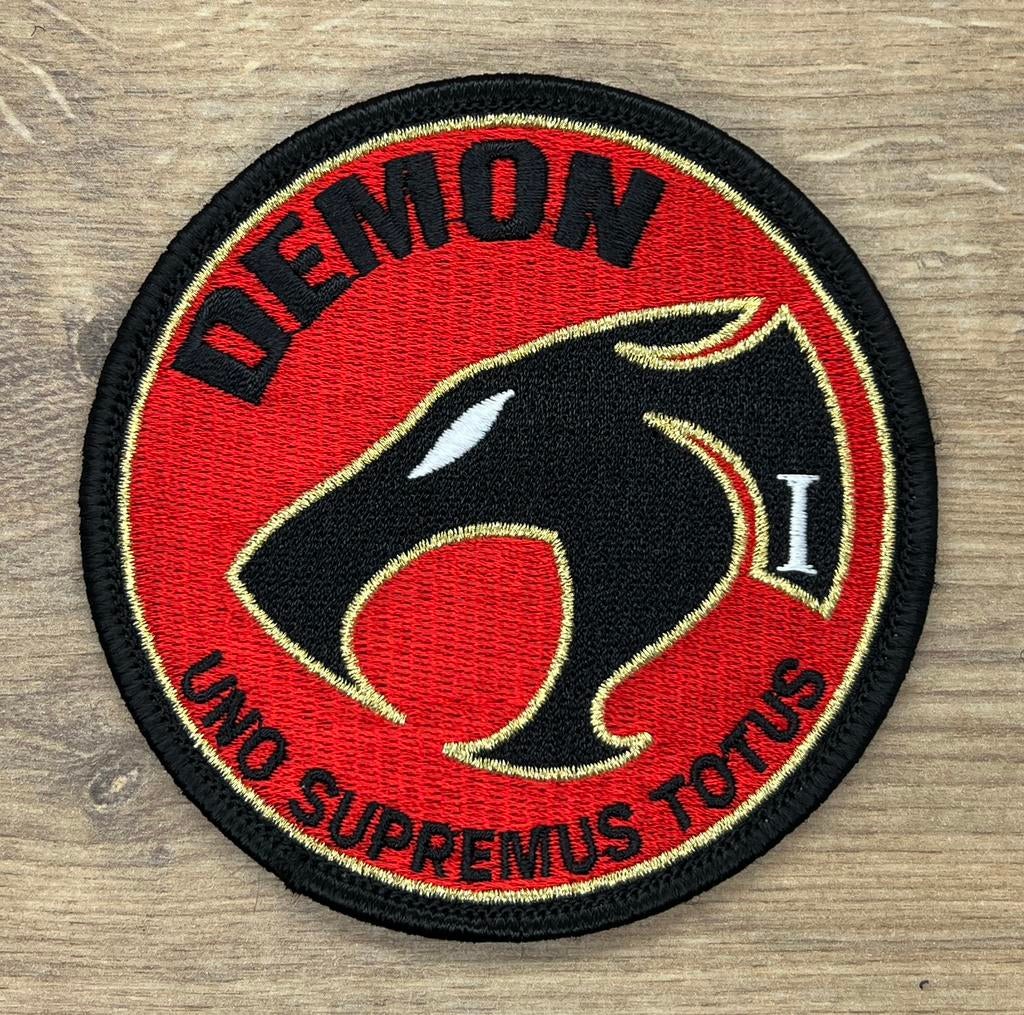 Te koop Wildcats RNLAF 300 SQN “Demon” Rood/Goud draad, Verzenden, Zo goed als nieuw, Patch, Badge of Embleem