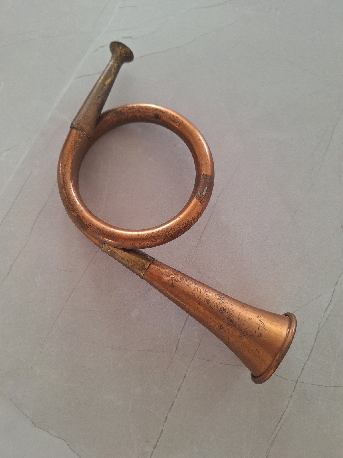 Vintage Koperen Jachthoorn / Posthoorn - Decoratief, Ophalen of Verzenden, Gebruikt, Overige typen