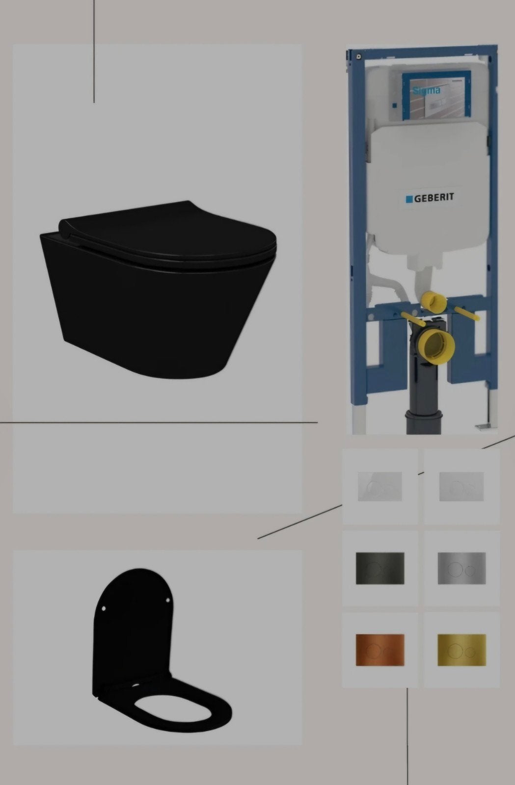 Zwarte wc set met Geberit inbouwreservoir - Nieuw, Ophalen of Verzenden, Nieuw, Toilet