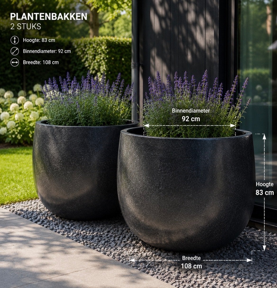 Grote ronde plantenbakken - 2 stuks, Tuin en Terras, Ophalen, Kunststof, Gebruikt, 100 cm of meer