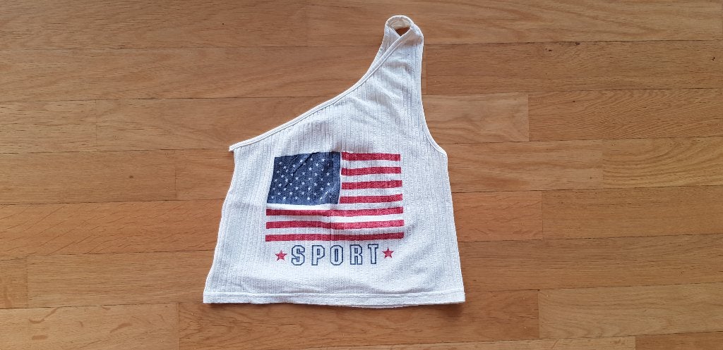 Asymmetrische top met Amerikaanse vlag maat S, Wit, Rectangle Blanc Paris, Ophalen of Verzenden, Zo goed als nieuw