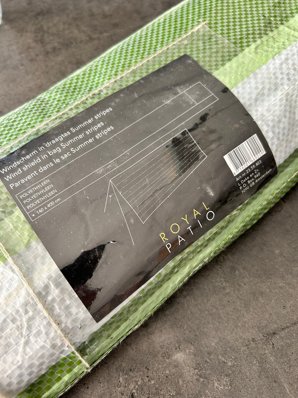 Windscherm in draagtas 140x400 - Royal Patio Summer Stripes, Ophalen, Gebruikt