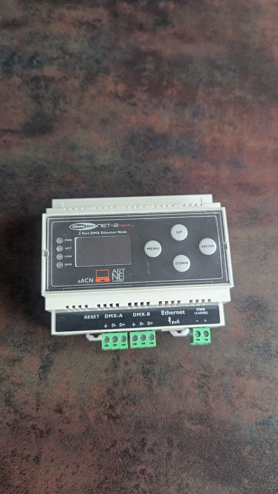 Showtec NET-2 install 2-poorts DMX Ethernet Node op DIN rail, Verzenden, Licht