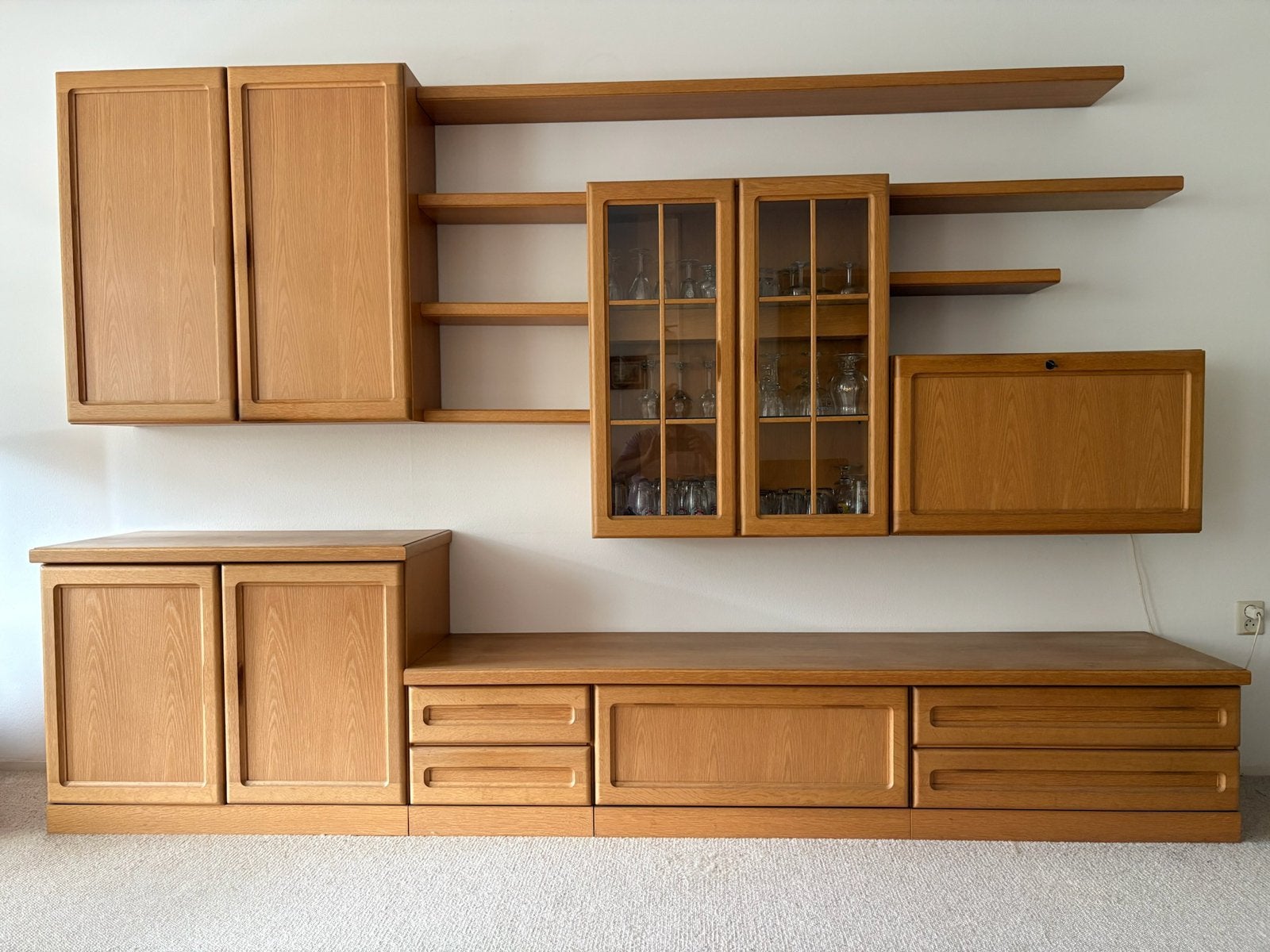 Hülsta design kastwand – lichteiken, modulair, topstaat, 200 cm of meer, Ophalen of Verzenden, Zo goed als nieuw, Minder dan 150 cm