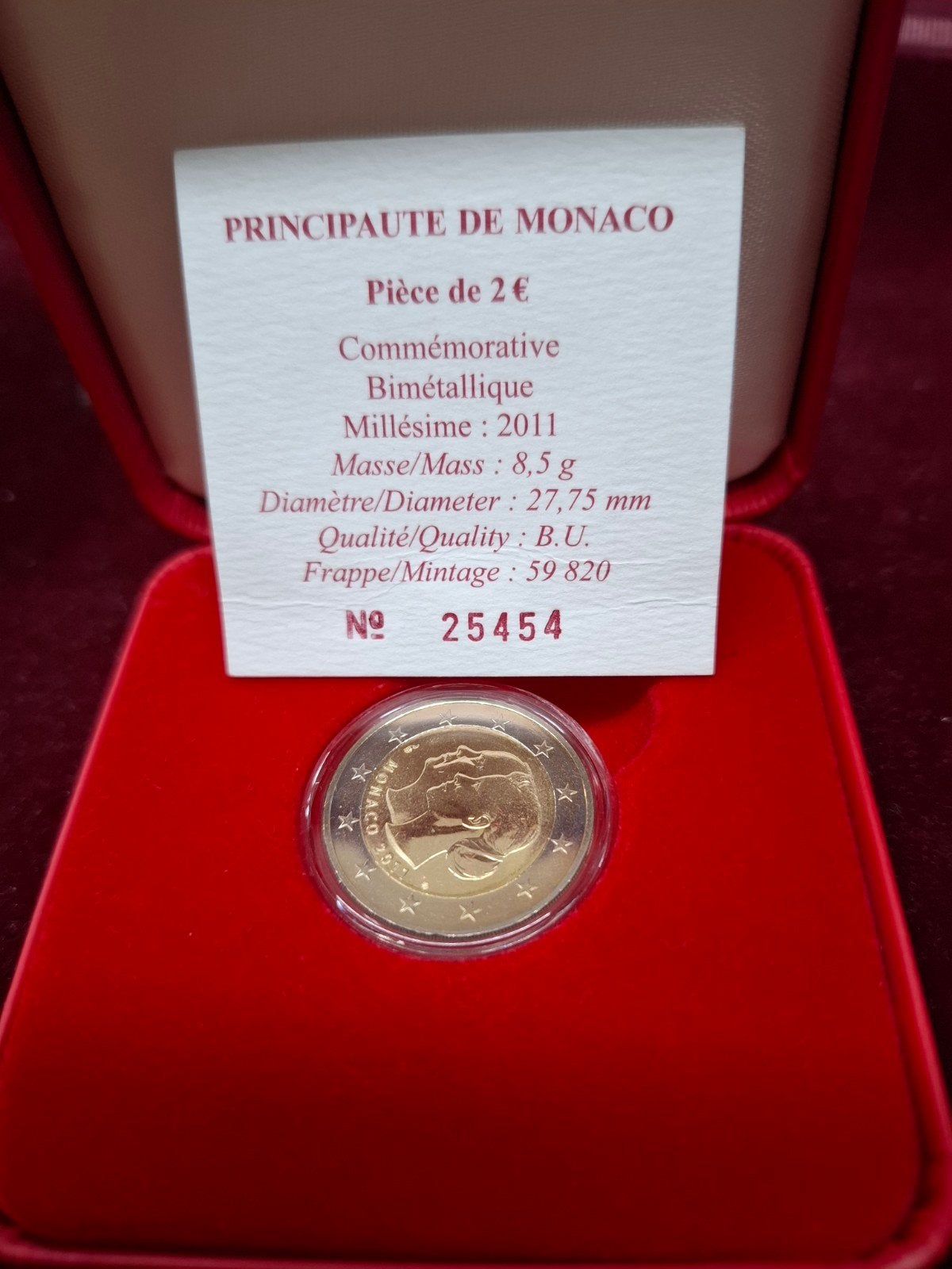 Monaco 2 Euro BU 2011 - Prins Albert II & Charlene, 2 euro, Ophalen of Verzenden, Geboorte of Huwelijk, Losse munt