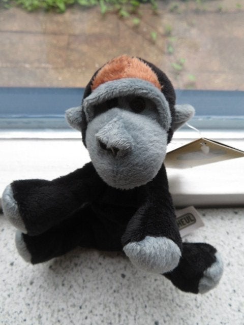 Gorrilla aap aapje van Apenheul of Petjes World zwart grijs, Korrelvulling, Nieuw, Zwart, Ophalen of Verzenden