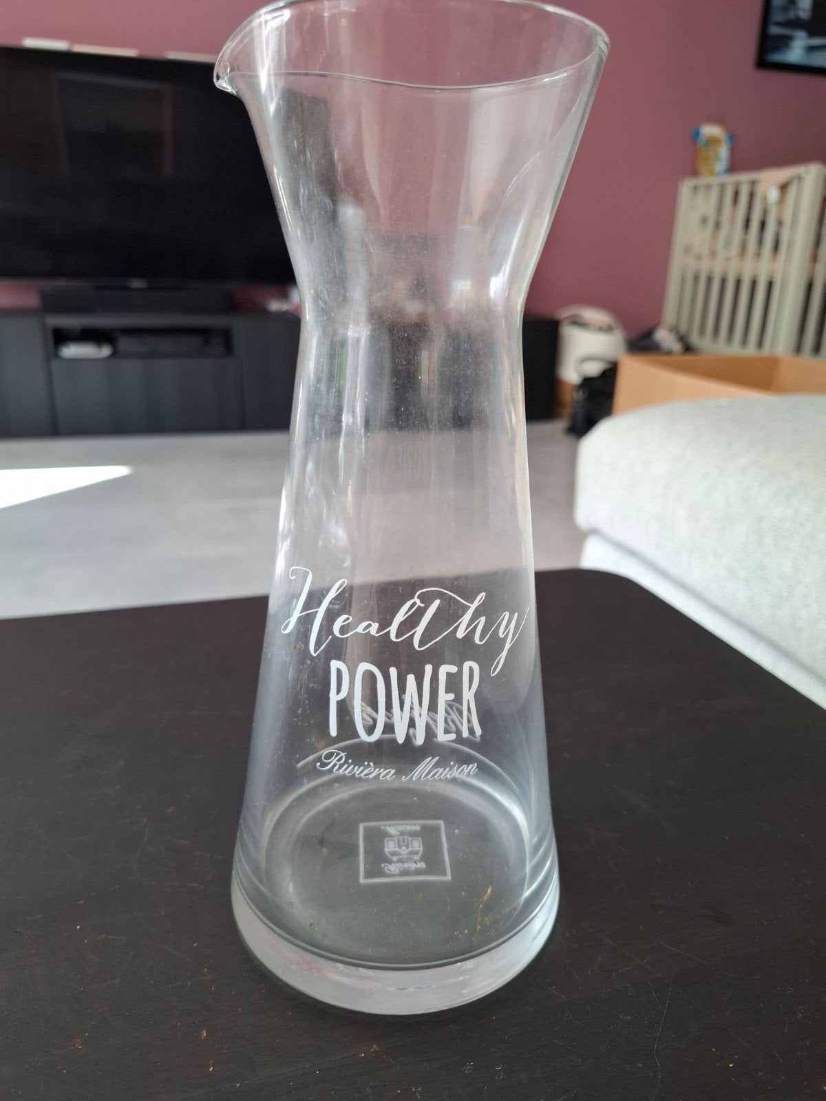Riviera Maison Karaf "Healthy Power" - Zo goed als nieuw, Ophalen of Verzenden, Zo goed als nieuw, Riviera Maison, Glas