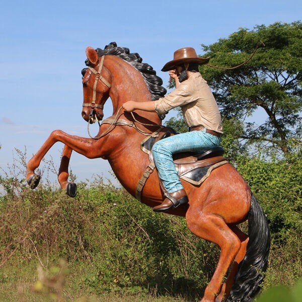 Stockman on Stallion Horse - Paard met Cowboy lifesize, Verzamelen, Ophalen, Nieuw, Overige typen