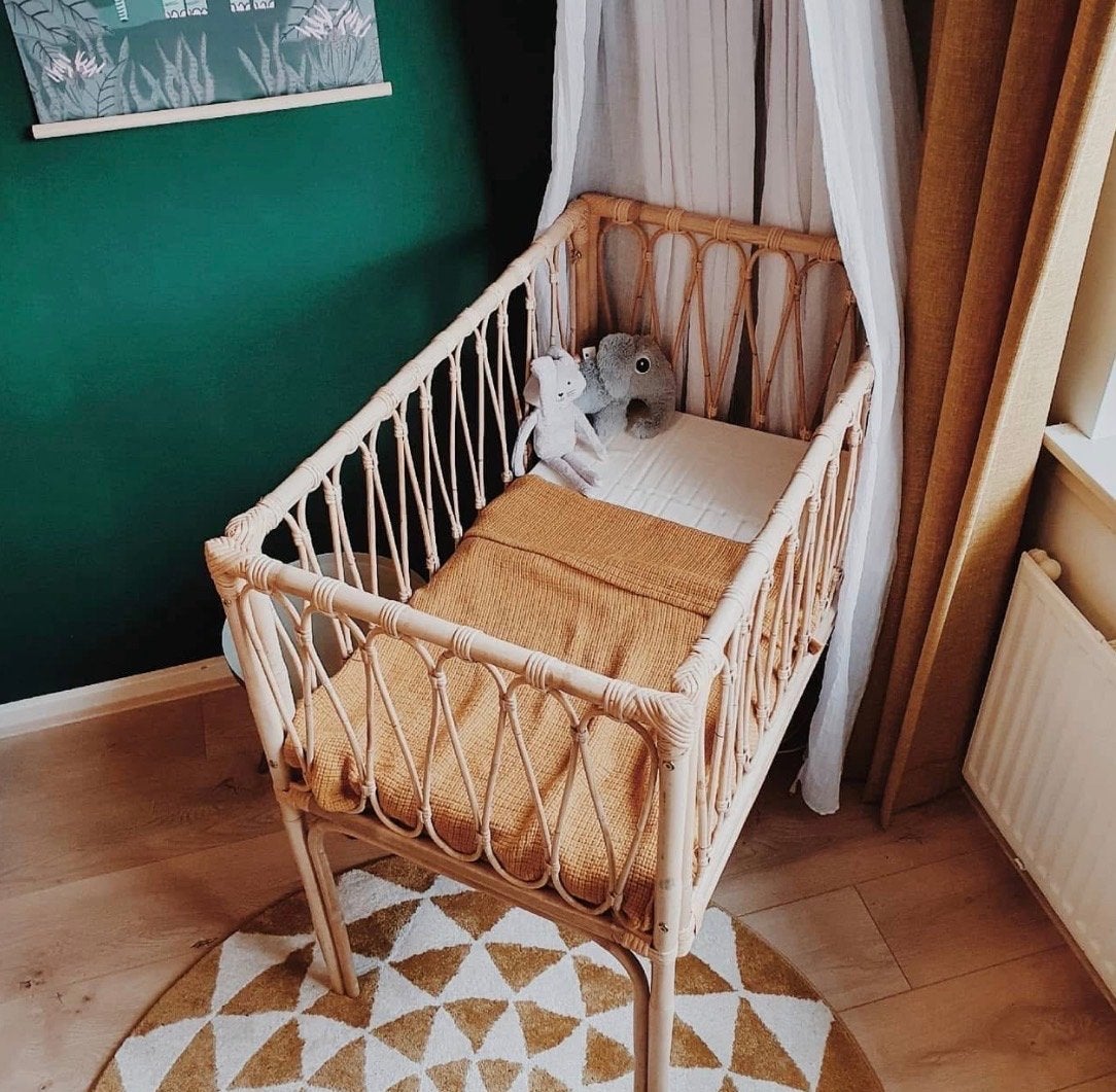 Rotan Co-sleeper/Wiegje met Matras (85x45), Kinderen en Baby's, Babywiegjes en Ledikanten, Ophalen, Gebruikt, Wieg
