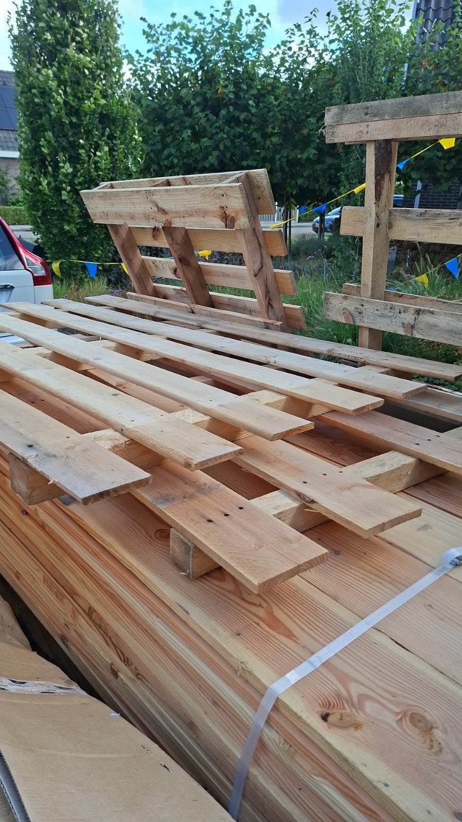 Gratis 7 schone Douglas pallets voor brandhout, Tuin en Terras, Ophalen, Overige houtsoorten
