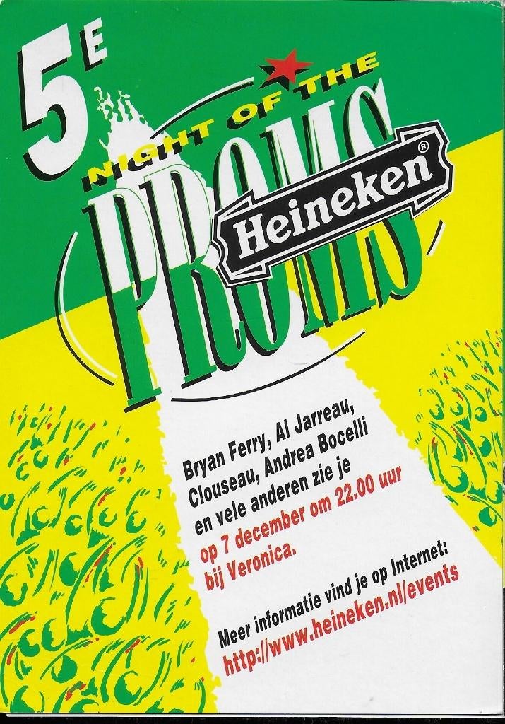 Heineken 5e night of the proms Ansichtkaart ( 4228), Verzamelen, Ophalen of Verzenden, 1980 tot heden, Ongelopen, Voertuig