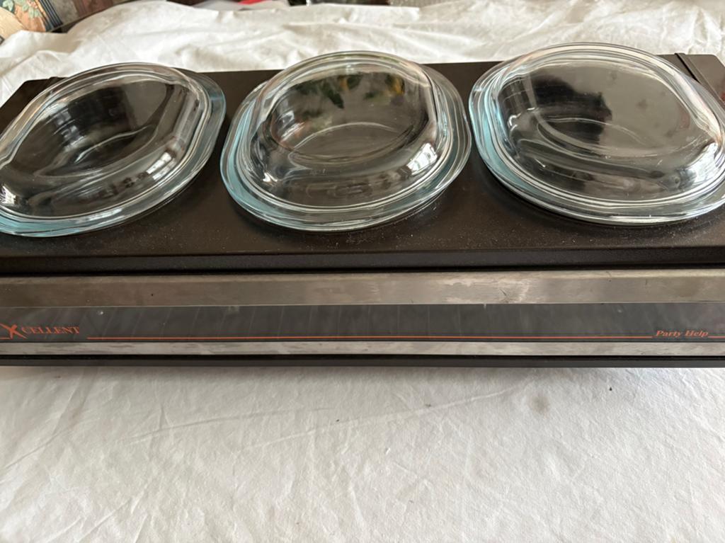 Te Huur warmhouder met 3 glazen schaalen, Ophalen, Overige