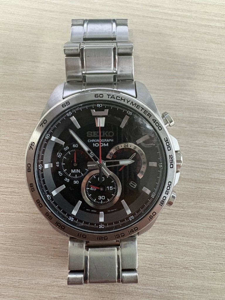 Seiko Horloge | Chronograph SSB299P1 | GLAS SCHADE, Gebruikt, Staal, Polshorloge, Ophalen of Verzenden