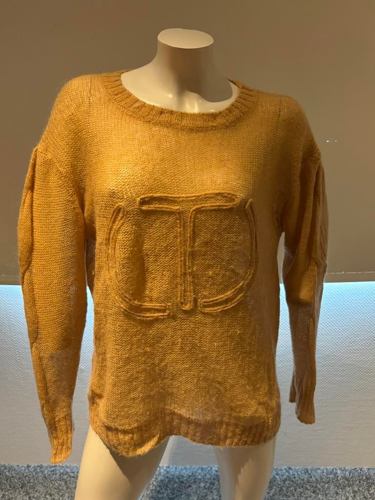 Twinset oversized trui met logo maat xs valt ruim., Maat 38/40 (M), ., Geel, Ophalen of Verzenden