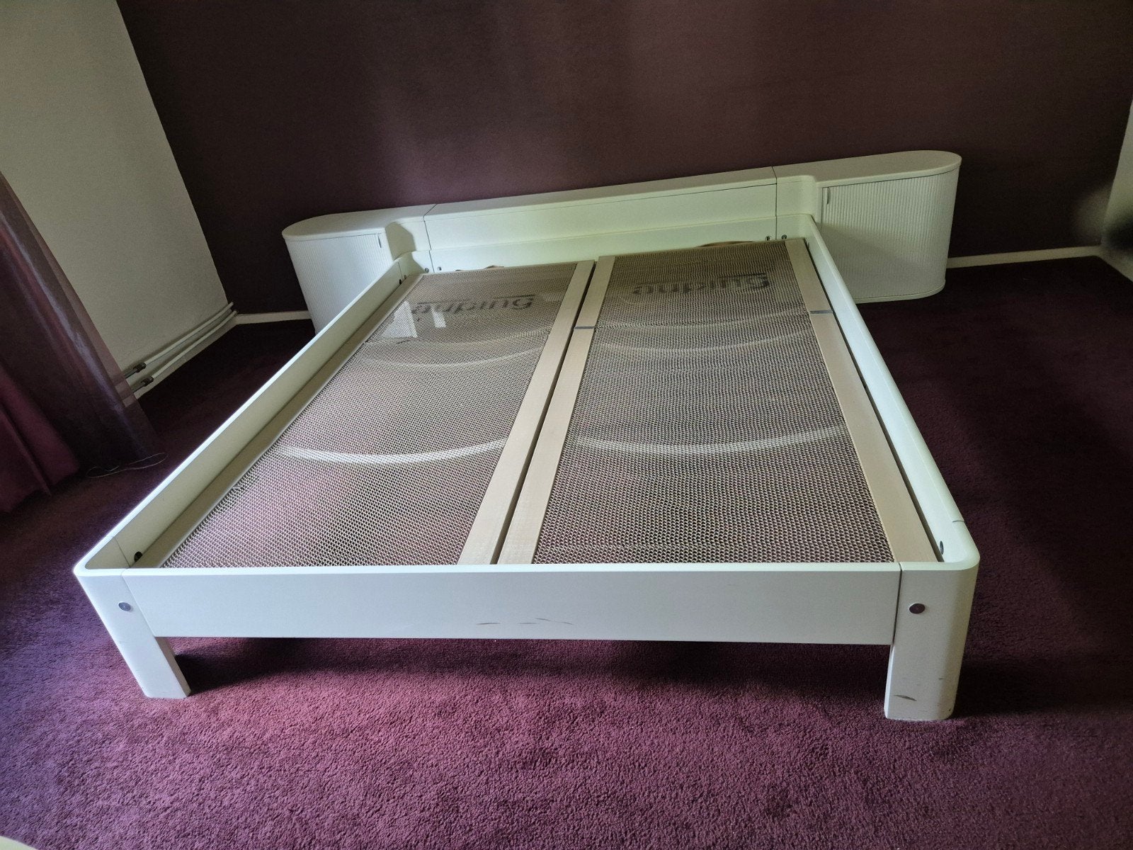 auping auronde wit 160x200 + achterwand, Ophalen, Gebruikt, Wit, Tweepersoons