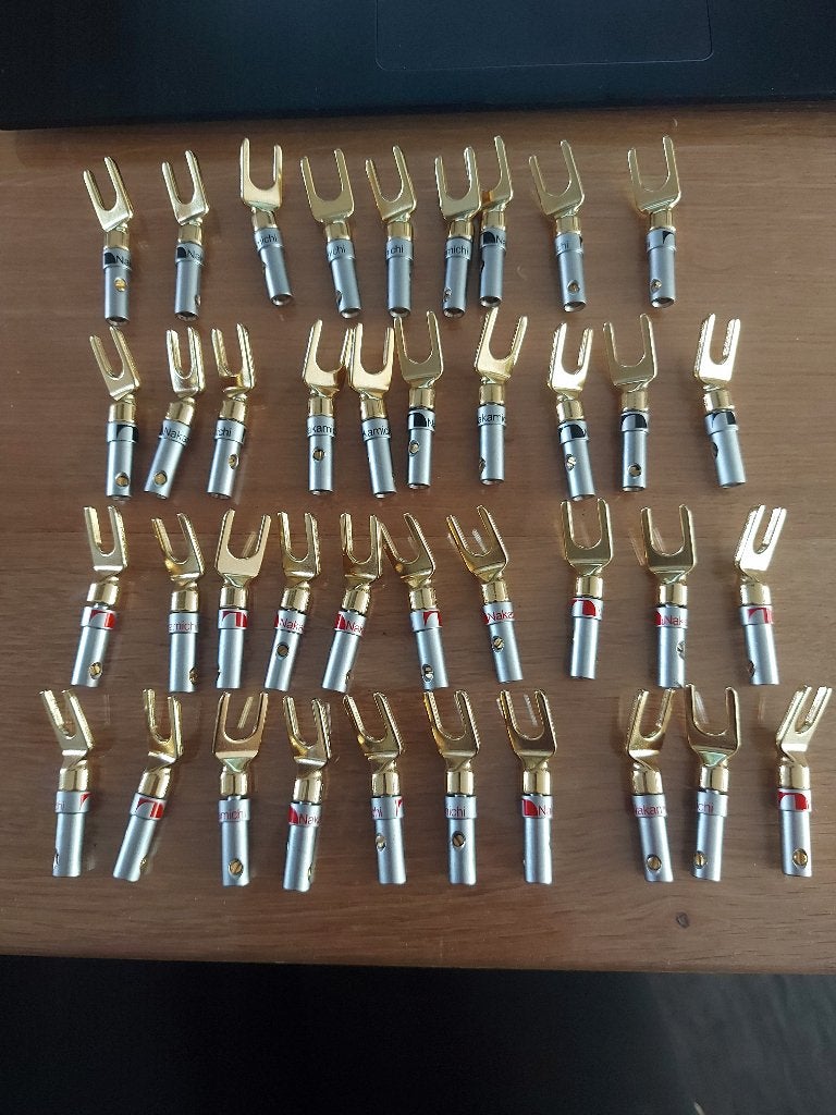 Nakamichi vergulde luidspreker connectoren vork, Ophalen of Verzenden, Nieuw, Minder dan 2 meter, Luidsprekerkabel
