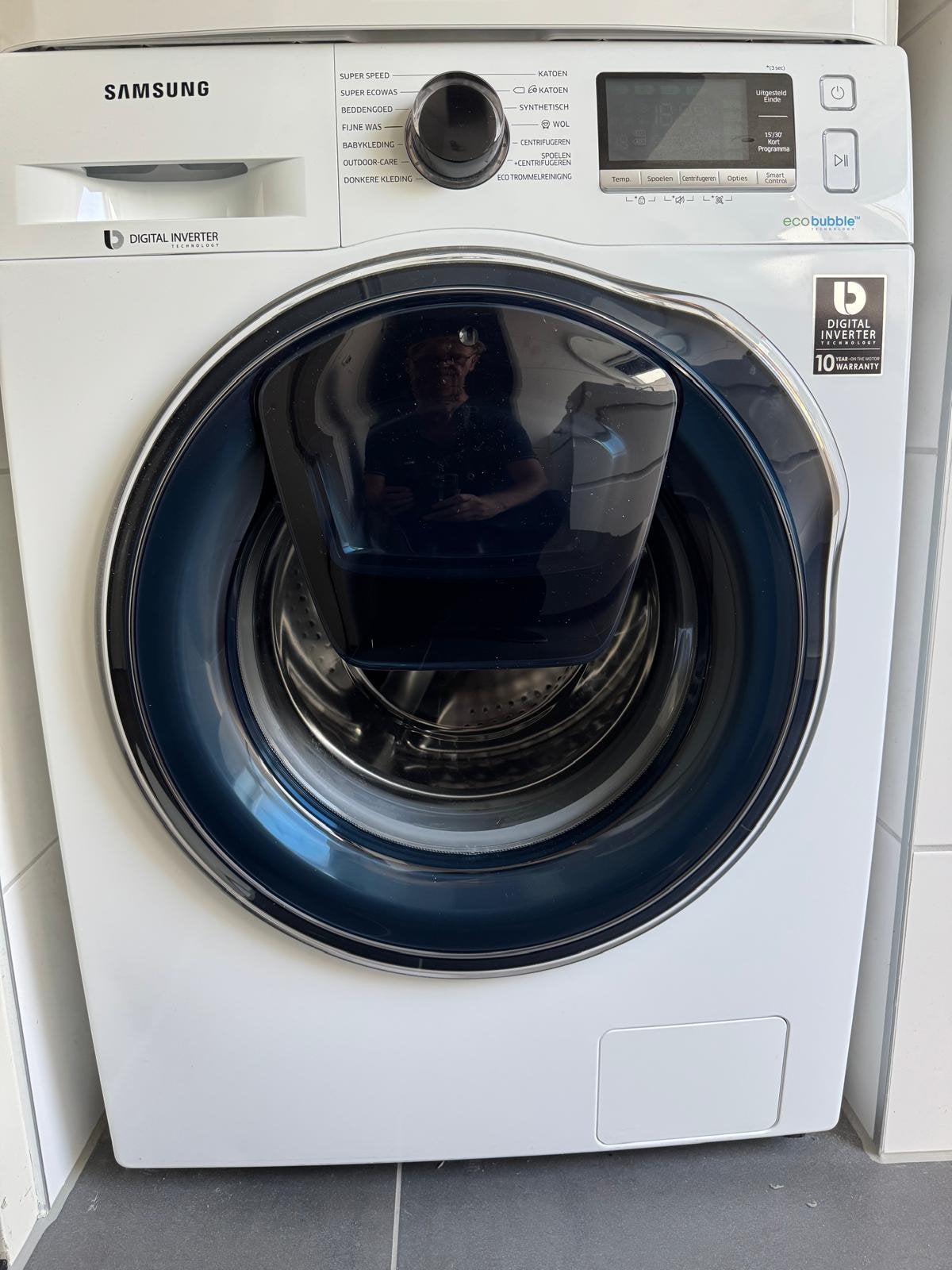 Samsung WW80K6404QW/EN AddWash Wasmachine 8kg, Ophalen of Verzenden, Zo goed als nieuw, 1200 tot 1600 toeren, 85 tot 90 cm