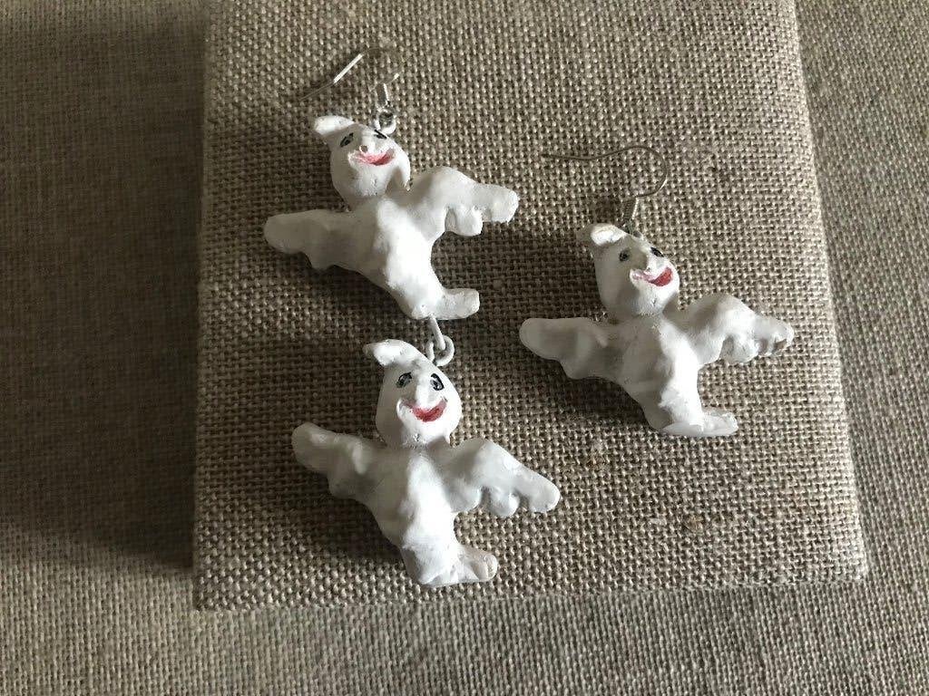 oorbellen (13) Kasper het vriendelijke spookje, Overige materialen, Hangers, Wit, Nieuw