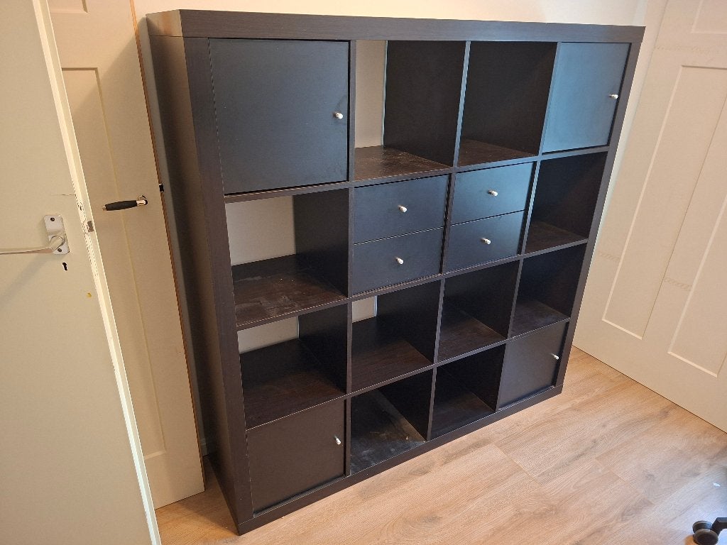 Ikea kast Kallax 16 vakken, Ophalen, Met plank(en), 100 tot 150 cm, 100 tot 150 cm
