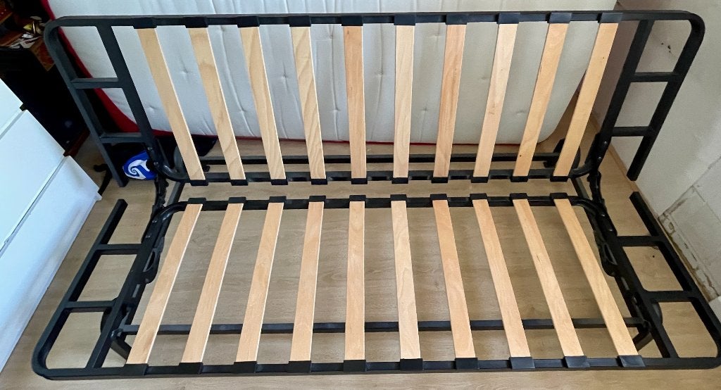IKEA EXARBY Slaapbank met matras, Ophalen, Gebruikt, Wit, Tweepersoons