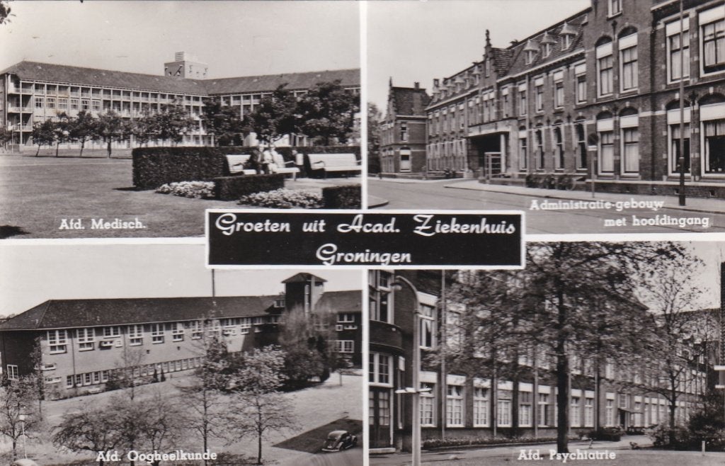 18819 Groeten uit academisch ziekenhuis groningen 1962, Verzamelen, Verzenden, 1960 tot 1980, Gelopen, Groningen