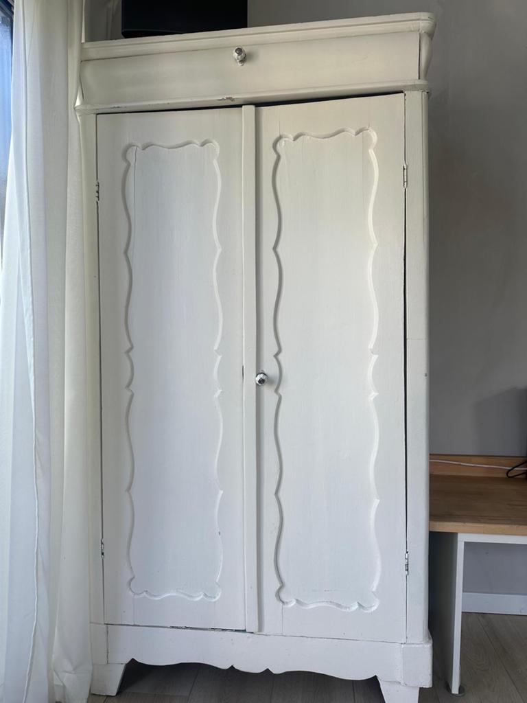 Antieke linnenkast met lade - landelijke stijl, Ophalen of Verzenden, Refurbished