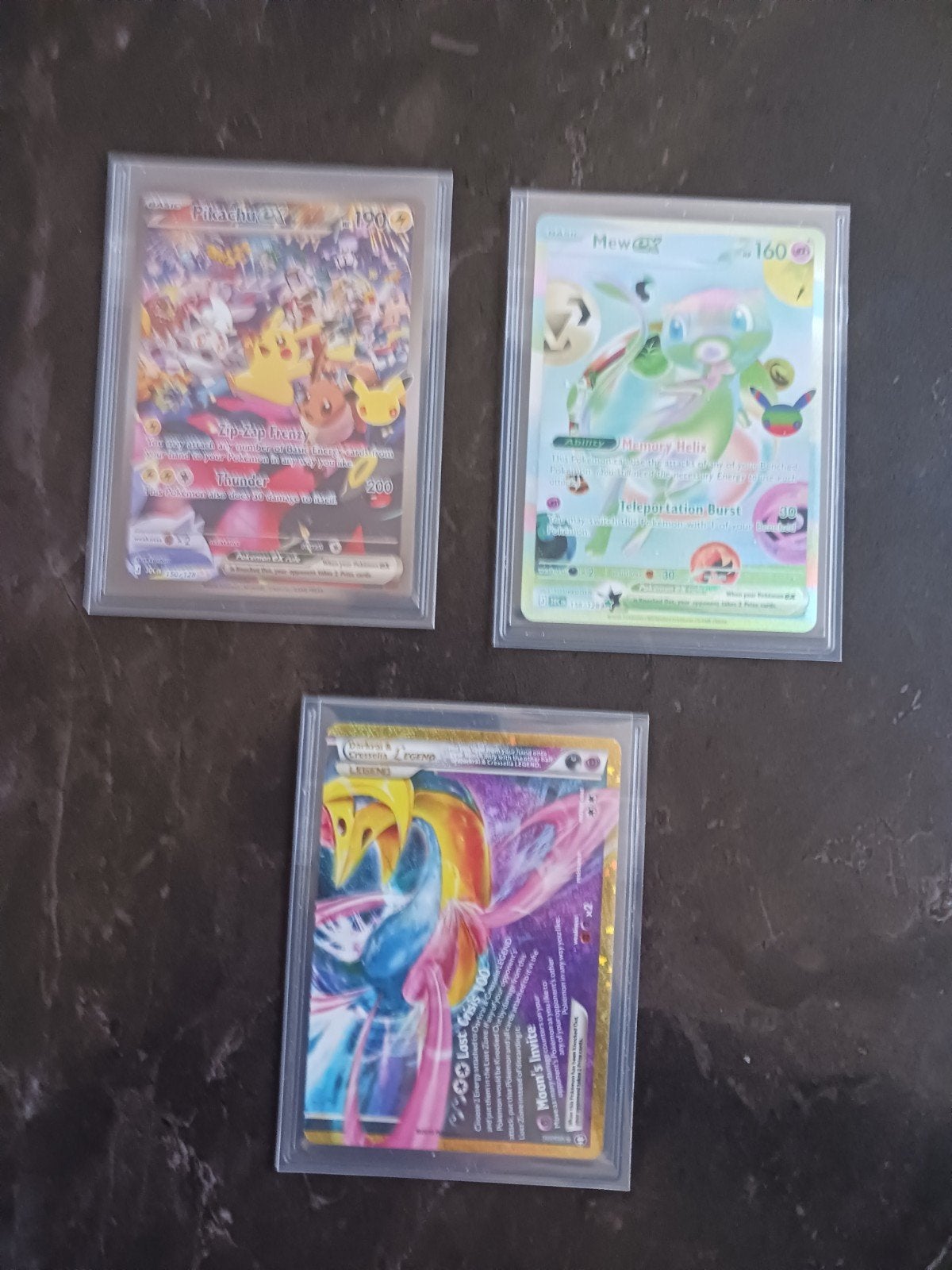 Pokémon Kaarten: Pikachu EX, Mew EX, Darkrai & Cresselia, Ophalen of Verzenden, Zo goed als nieuw, Meerdere kaarten, Foil