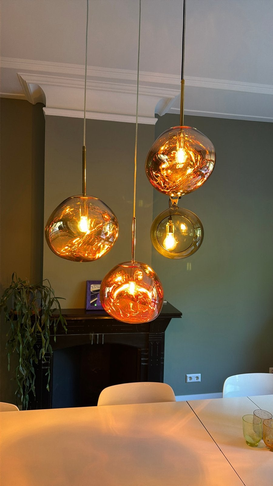 Tom Dixon Melt Hanglamp Goud, Ophalen of Verzenden, Zo goed als nieuw, Glas, E14 (klein)