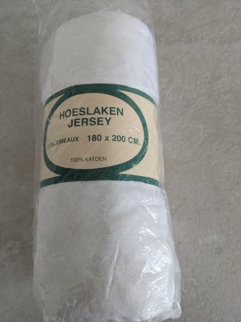 Jersey hoeslaken nieuw, Ophalen, Katoen, Wit, Hoeslaken of Sloop