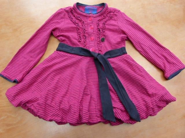 Fuchsia blauw gestreept gevoerd jurkje ballonrokje Mim-Pi 74, Meisje, Jurkje of Rokje, Ophalen of Verzenden, Zo goed als nieuw
