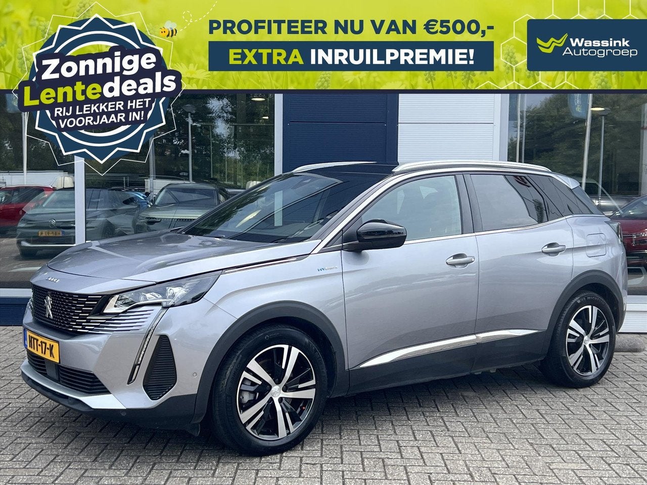 Peugeot 3008 1.6 Plug-in HYbrid4 300pk Automaat GT | Navigat, Auto's, Automaat, Skiluik, Gebruikt, 4 cilinders