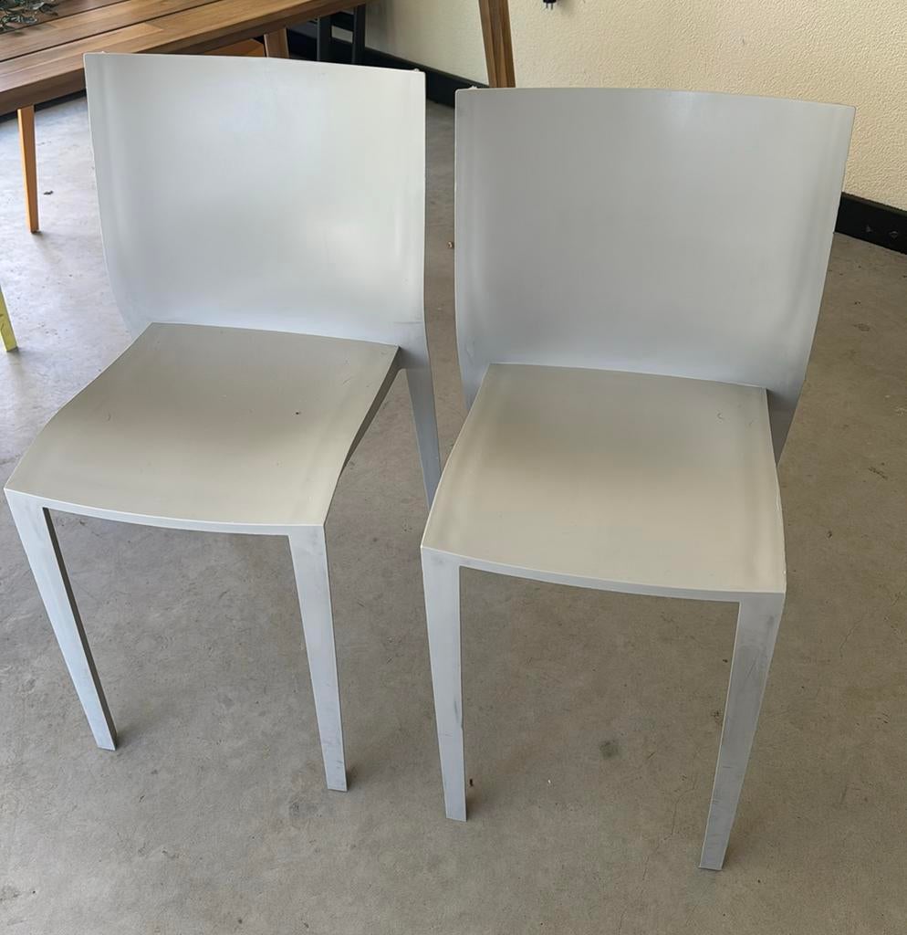 Philippe Starck Slick Slick 2 grijze stoelen, Ophalen, Gebruikt, Grijs, Twee