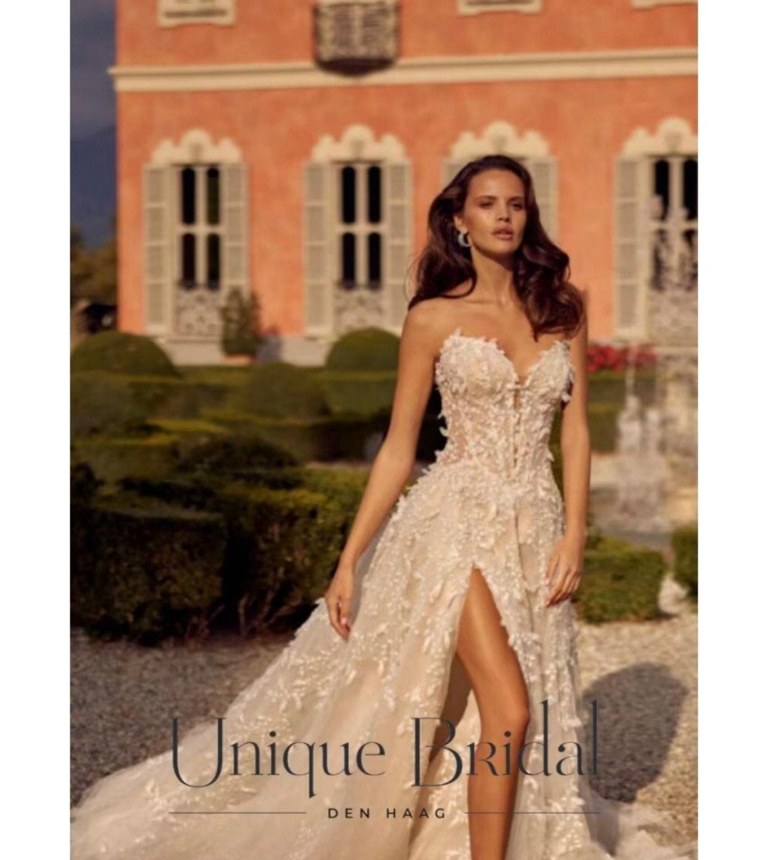 Randy Fenoli Goddess A-lijn trouwjurk met kant en tule, Ophalen, Zo goed als nieuw, Wit, Trouwjurk